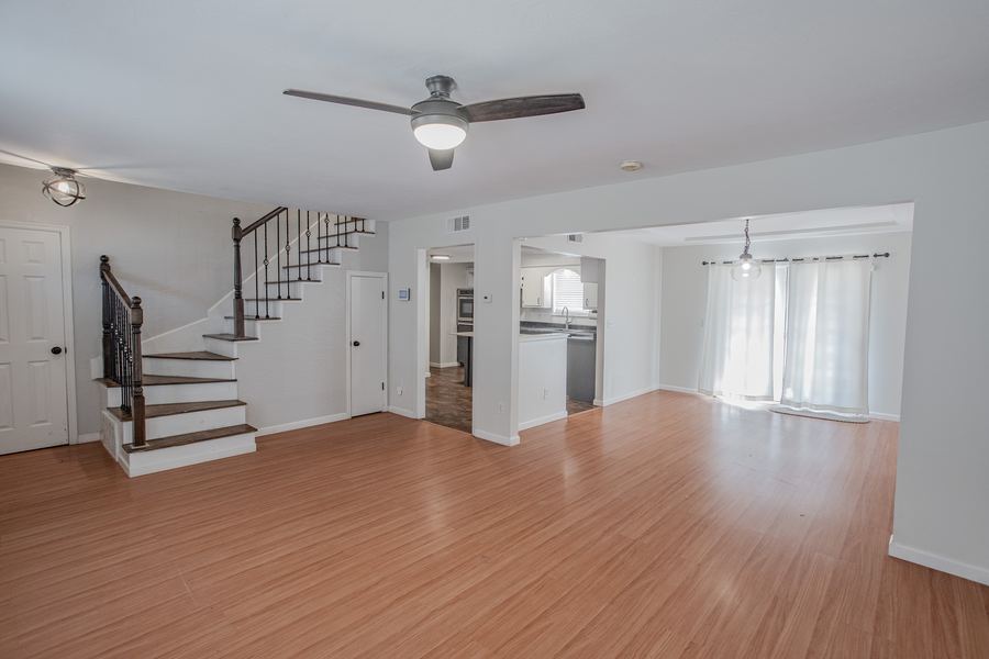 Open-concept living room and kitchen of a rental home managed by 1907 Property Management in the Oklahoma City metro
